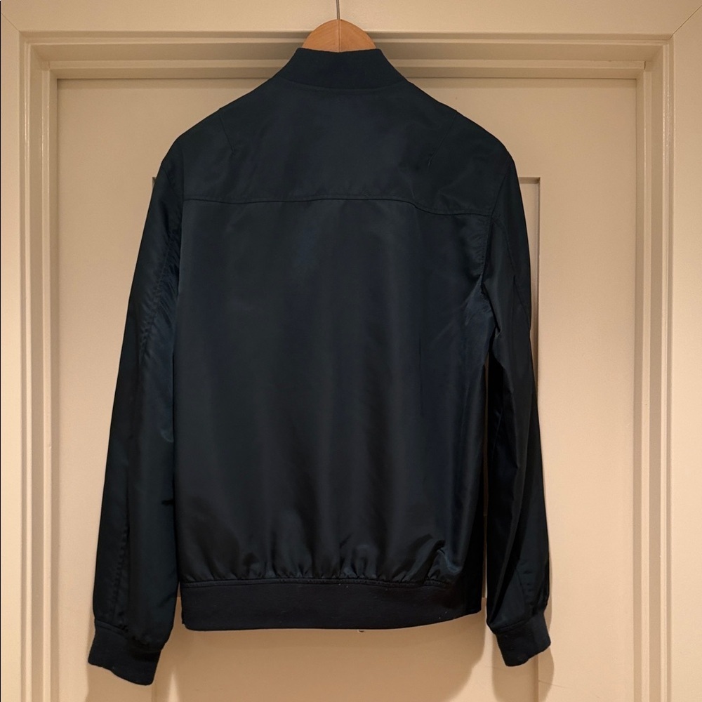 Club Monaco MA-1 Bomber Jacket Men’s Small Minimalist Nylon Zip Deep Green - Picture 9 of 14